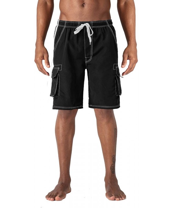 Men's Summer Quick Dry Swim Trunks Bathing Suit Shorts with Lining Men - 2 Black - C718OZ73NA9 $21.51-Board Shorts