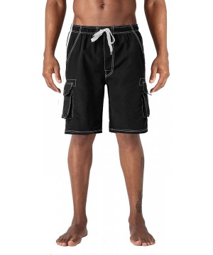 Men's Summer Quick Dry Swim Trunks Bathing Suit Shorts with Lining Men - 2 Black - C718OZ73NA9 $21.51-Board Shorts