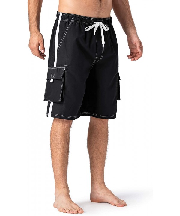 Men's Summer Quick Dry Swim Trunks Bathing Suit Shorts with Lining Men - 2 Black - C718OZ73NA9 $21.51-Board Shorts