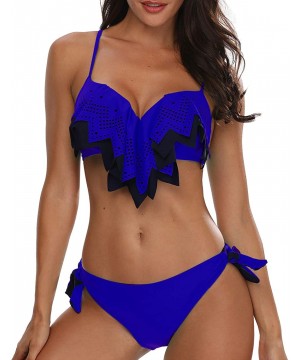 Flounce Push Up Bikini Swimsuits for Women Two Piece Bathing Suits - Royal Blue - CE18WKXRQ6G $27.92-Sets