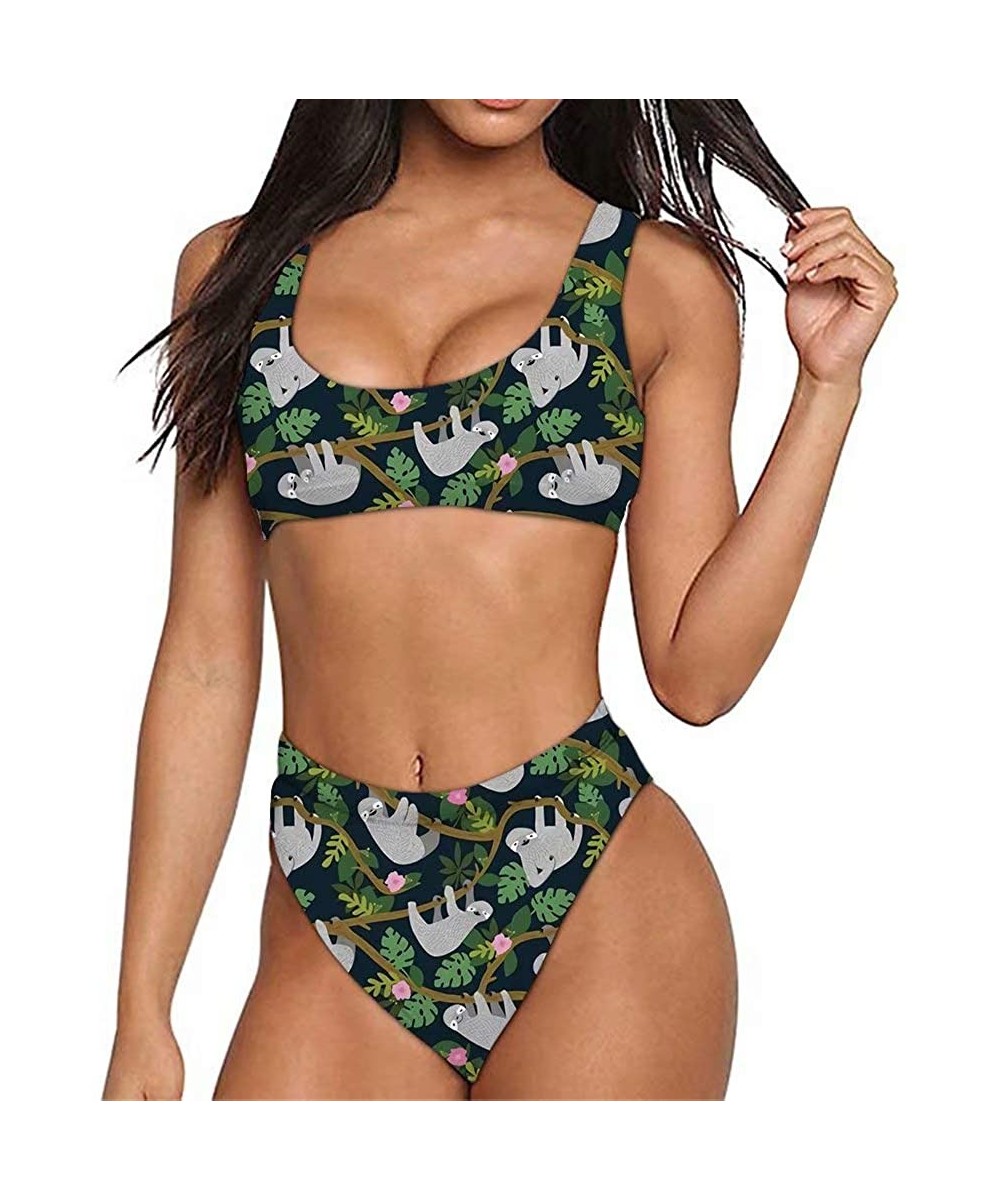 Bikini Set Women Swimwear Two-Piece Push Up Tankini Bathing Suits High Waist Swimsuit - Sloth Dark Green - CQ1960YLYYD $25.83...