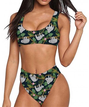 Bikini Set Women Swimwear Two-Piece Push Up Tankini Bathing Suits High Waist Swimsuit - Sloth Dark Green - CQ1960YLYYD $25.83...