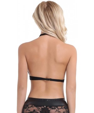 Women's Sexy Sheer Mesh See-Through Backless Halter Rave Crop Top Shirts - Black - CB18WML5KUY $13.63-Tops