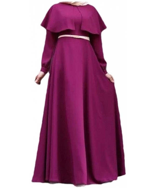 Womens Islamic Retro Poncho Arab Solid Muslim Kaftan Long Dress - Purple - C31907UM7ZM $30.38-Cover-Ups