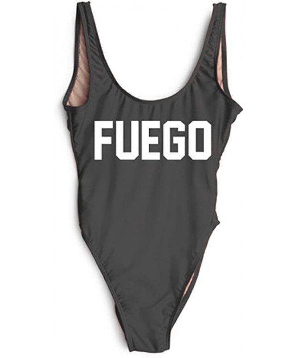 Fuego One Piece Swimsuit/Bodysuit Black Red White S- M- L- XL - Bk-w - CJ18DRL6M6N $23.57-One-Pieces