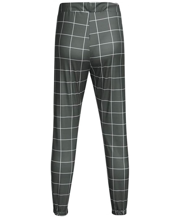 Mens Pants Plaid Classic-Fit Casual Pants Slim-fit Beam Foot Drawstring Long Trouser - Dark Gray - C318UWMX86S $17.13-Trunks