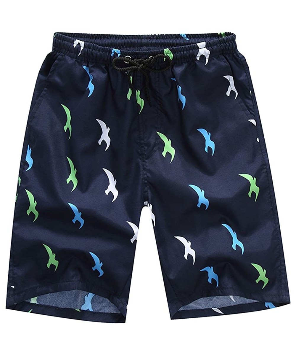 Men's Quick-Dry Basic Beach Swim Trunks Printed Casual Pocket Surfing Running Sports Shorts Swimwear - Black - C0195SHTXXC $1...