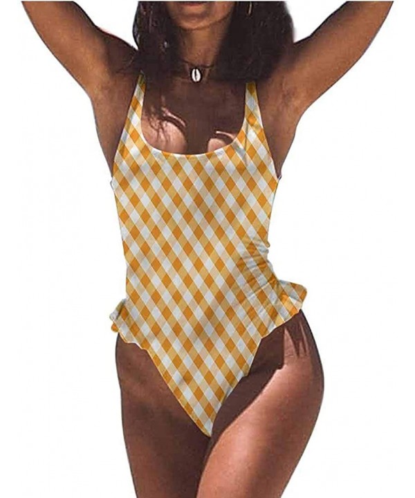 Sexy Swimwear Checkered- Maze-Look Squares Retro Great for The Younger Crowd - Multi 08-one-piece Swimsuit - CZ19E75G40G $51....