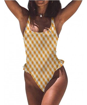 Sexy Swimwear Checkered- Maze-Look Squares Retro Great for The Younger Crowd - Multi 08-one-piece Swimsuit - CZ19E75G40G $51....