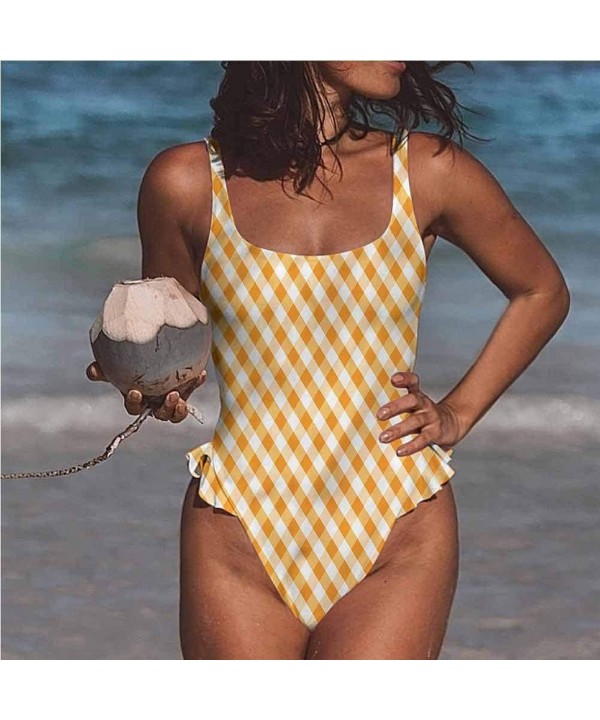 Sexy Swimwear Checkered- Maze-Look Squares Retro Great for The Younger Crowd - Multi 08-one-piece Swimsuit - CZ19E75G40G $51....