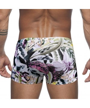 Mens Sexy Swim Briefs Square Leg Swimsuit Swimwear with Pad - Flowerprint-1 - C1194UGHKND $15.10-Tankinis