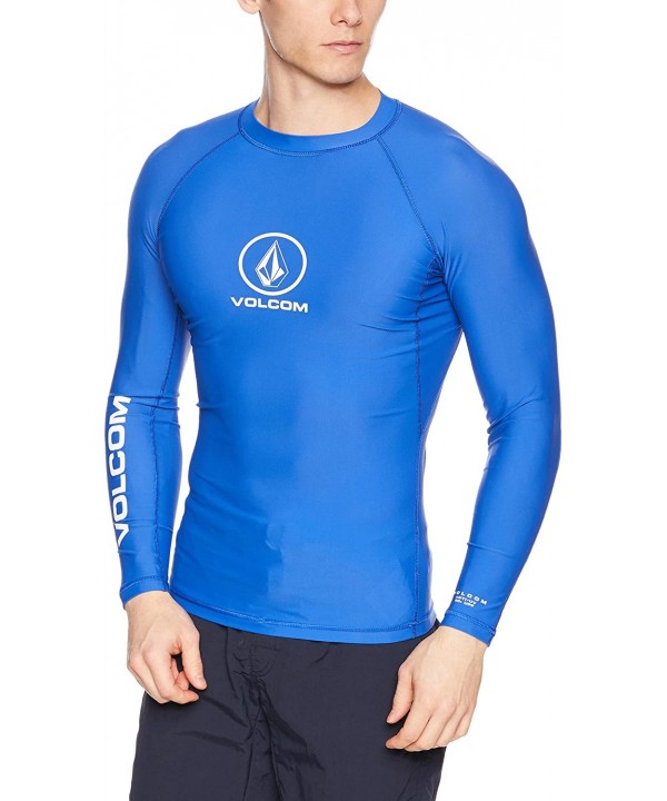 Men's Lido Solid Long Sleeve Rashguard- Royal- Large - C318L3KQNNN $31.09-Rash Guards