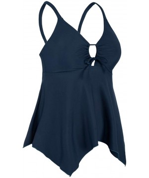 Women's Tankini Swimsuits Modest Flowy Crossback Plus Size Bathing Suit Top - Blue Gray - CP18YA39ZNS $26.27-Tankinis