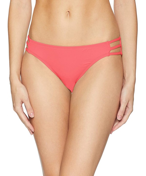 Women's Triple Threat Moderate Coverage Bikini Bottom Swimsuit - Red Rose - CR18GWQDIUM $34.62-Bottoms