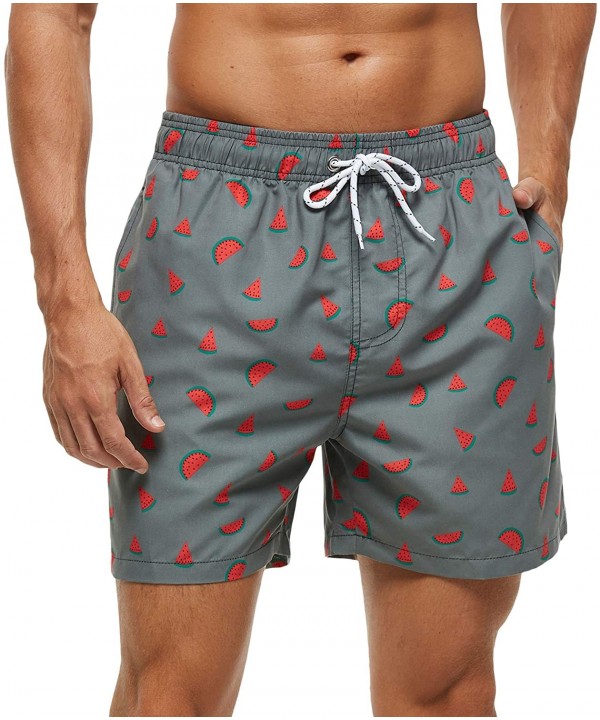 Mens Swim Trunks Quick Dry Beach Short Boardshorts for Men with Mesh Lining - 05 Watermelon Grey - CJ1903EMSYN $21.43-Board S...