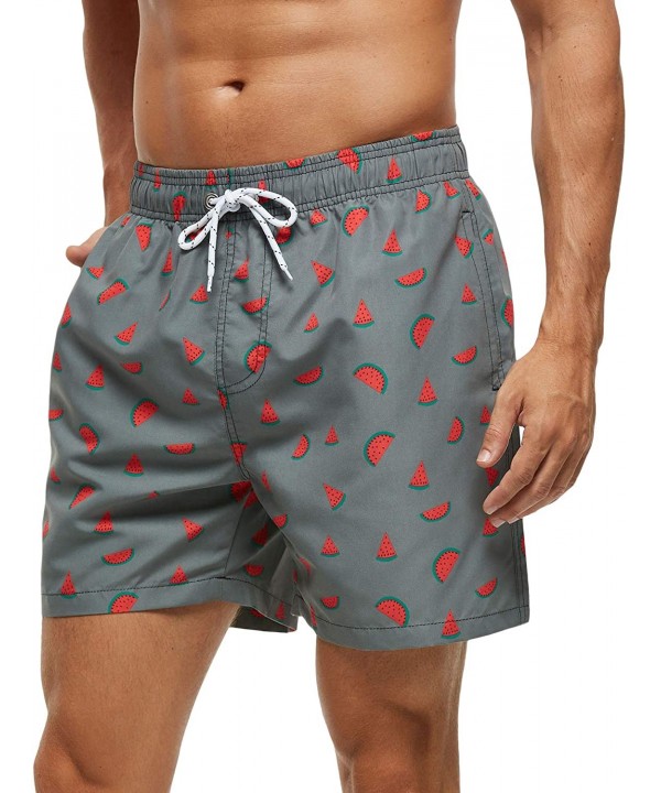 Mens Swim Trunks Quick Dry Beach Short Boardshorts for Men with Mesh Lining - 05 Watermelon Grey - CJ1903EMSYN $21.43-Board S...