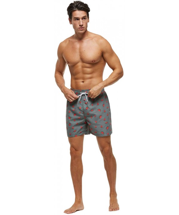 Mens Swim Trunks Quick Dry Beach Short Boardshorts for Men with Mesh Lining - 05 Watermelon Grey - CJ1903EMSYN $21.43-Board S...