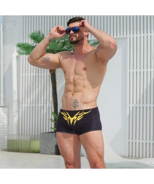 Mens Sexy Swim Briefs Square Leg Swimsuit Swimwear with Pad - Black-1 - CF194UIYS88 $15.06-Briefs