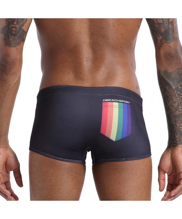 Mens Sexy Swim Briefs Square Leg Swimsuit Swimwear with Pad - Black-1 - CF194UIYS88 $15.06-Briefs