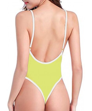 Sexy Women Monokini Deep V One Piece Backless Cheeky Swimwear Bikini - Print 24 - C118R305KWI $17.88-One-Pieces