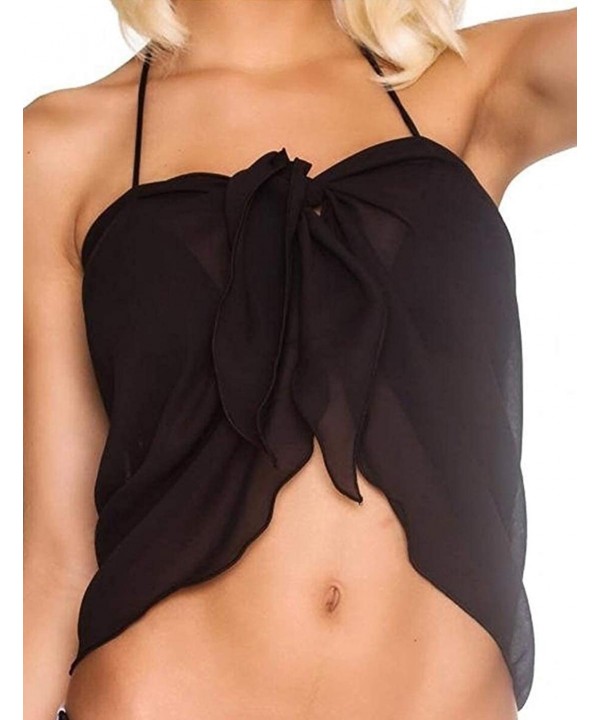 Women's Beach Wrap Sarong Chiffon Swimsuit Cover Ups Skirts Swimwear Bikini Cover-ups - Black - C119008LGMQ $11.17-Cover-Ups