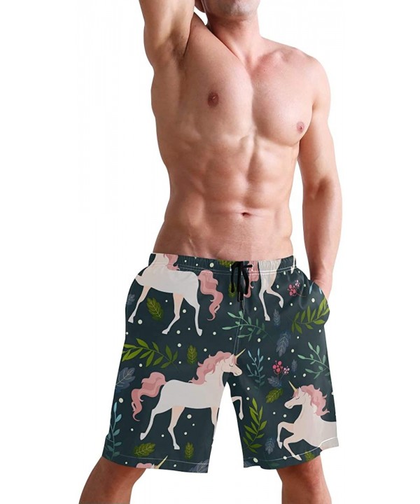 Men's Swim Trunks Beautiful Unicorn & Leaves-01 Boxer Briefs Trunks Underwear Shorts Swimming Beach Surfing Board Shorts - CT...