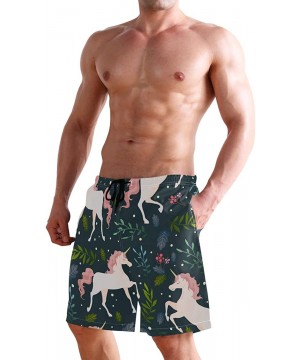 Men's Swim Trunks Beautiful Unicorn & Leaves-01 Boxer Briefs Trunks Underwear Shorts Swimming Beach Surfing Board Shorts - CT...