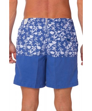 Performance Men's Quick Dry SPF50+ Swim Trunks Water Shorts Swimsuit Beach Shorts with Mesh Lining - Blue White Floral - C318...