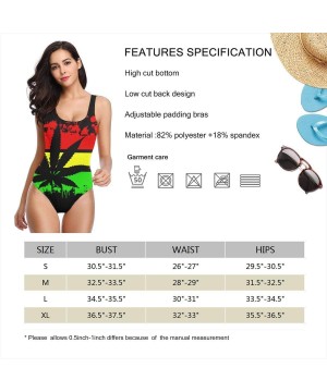 Jamaican Marijuana Leaves Women's Quick DrOne Piece Swimsuits Elasticity Bathing Suit Swimwear Soft Cup - Black - C318SU27NQ4...