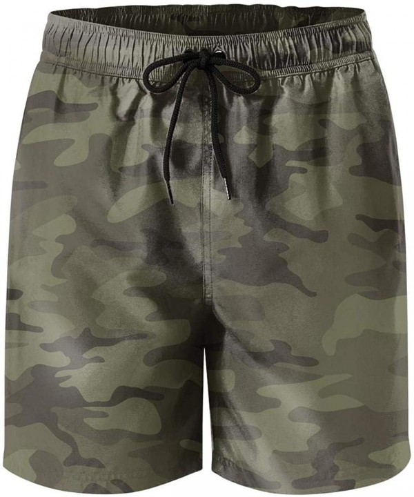 Green Camouflage Camo Army Men's Swim Trunks Bathing Suits with Pockets-Best Gifts for Men - Army Camo Camouflage - C31903K7Q...