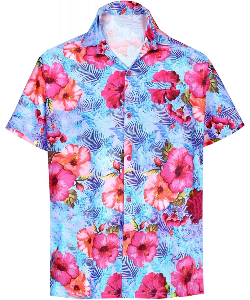 Men's Classic Cool Shirt Fashion Short Sleeve Hawaiian Shirt - Blue_aa329 - C818ALKU9RQ $16.59-Cover-Ups