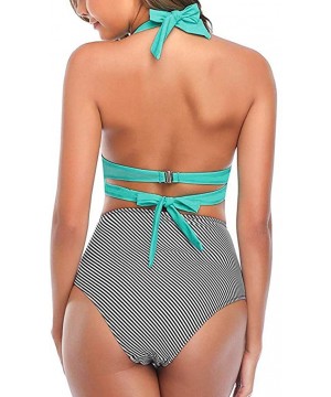 Women's Bikini Swimsuit Two Piece Bathing Suit Top Ruffled Racerback High Waisted Tankini - H - CC199L8RW08 $12.81-Sets