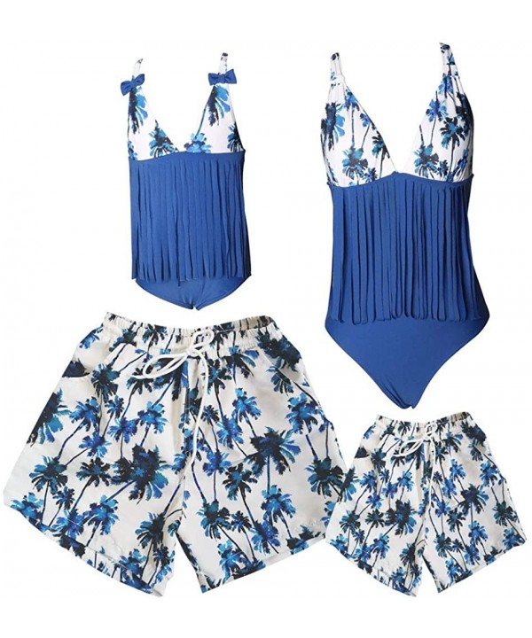 Blue Coconut Trees Family Matching Swimsuit Bikini One Piece Hollow Back Tassels Sunbathing Bodysuit - Boys - CA195XZ99O2 $11...