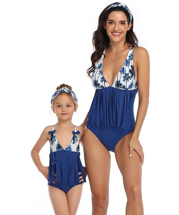 Blue Coconut Trees Family Matching Swimsuit Bikini One Piece Hollow Back Tassels Sunbathing Bodysuit - Boys - CA195XZ99O2 $11...