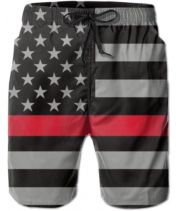 2017 Newest Men's Thin Red Line Flag Quick Dry Beach Board Shorts - White - CB183YMXW2O $23.09-Board Shorts