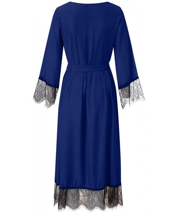 Vestidos Womens 2019 Muslim Dress Ramadan Dubai Kaftan Lace Hem Dress Abaya Islamic Clothing Gown Jalabiyas Blue - CD18RZWM0Q...