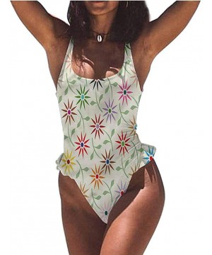 Bikinis Floral- Colorful Flower Petal Growth Great for The Younger Crowd - Multi 08-one-piece Swimsuit - CO19E7I5L4X $49.19-B...