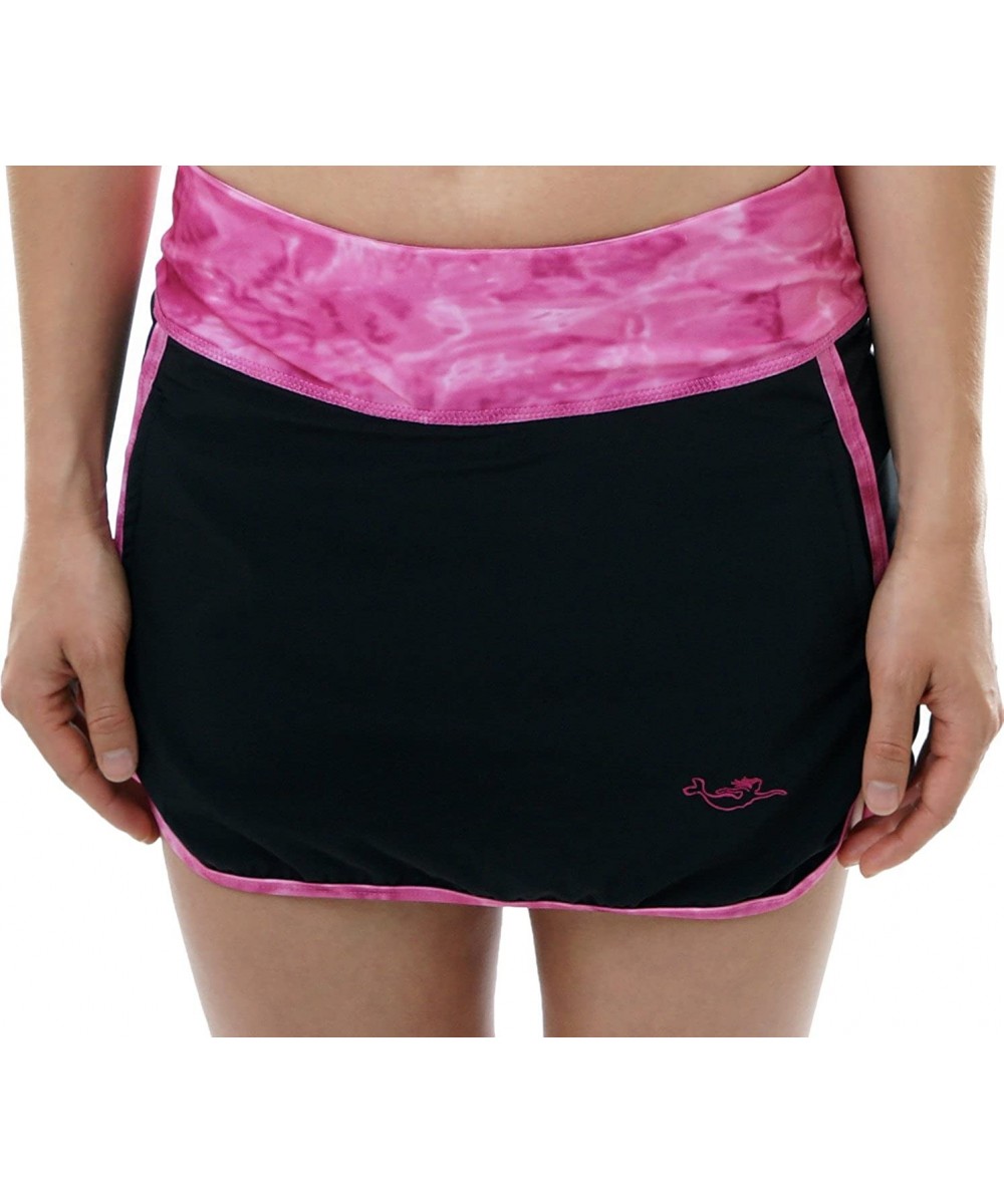 Skort for Women Athletic UPF 50+ Womens Skorts Skirt with Pockets L-3XL - Pink Water / Black - CC122EHWYJN $24.87-Racing