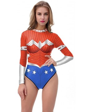 Women's Long Sleeve One-Piece Sunscreen Diving Swimsuit Bikini - B - C217Y0U9WA4 $20.18-One-Pieces