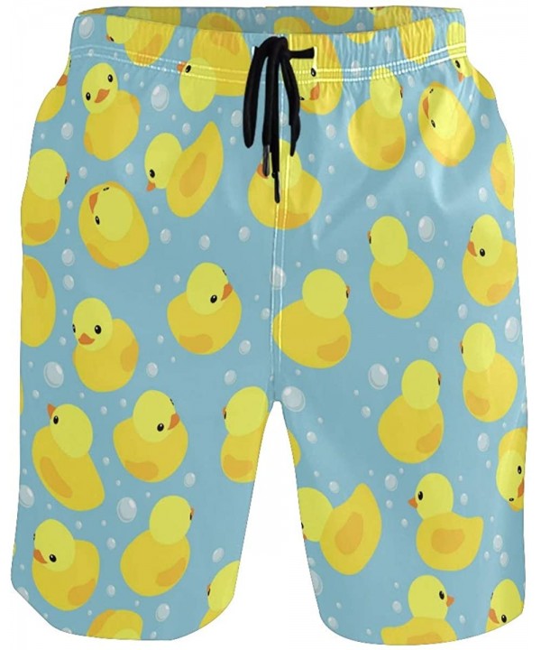 Men's Quick Dry Swim Trunks with Pockets Beach Board Shorts Bathing Suits - Yellow Rubber Duck - CQ19529G2ME $28.23-Board Shorts