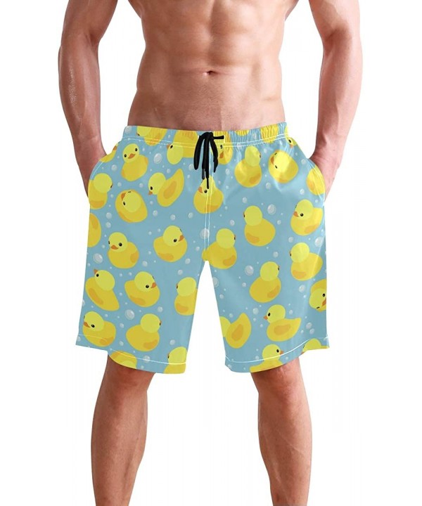 Men's Quick Dry Swim Trunks with Pockets Beach Board Shorts Bathing Suits - Yellow Rubber Duck - CQ19529G2ME $28.23-Board Shorts