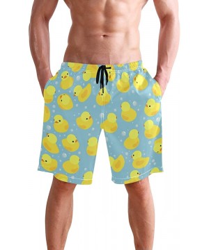 Men's Quick Dry Swim Trunks with Pockets Beach Board Shorts Bathing Suits - Yellow Rubber Duck - CQ19529G2ME $28.23-Board Shorts