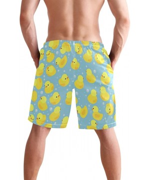 Men's Quick Dry Swim Trunks with Pockets Beach Board Shorts Bathing Suits - Yellow Rubber Duck - CQ19529G2ME $28.23-Board Shorts