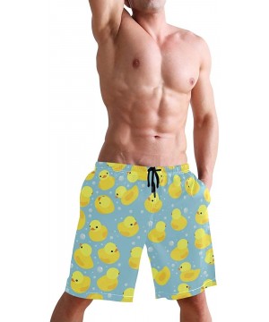 Men's Quick Dry Swim Trunks with Pockets Beach Board Shorts Bathing Suits - Yellow Rubber Duck - CQ19529G2ME $28.23-Board Shorts