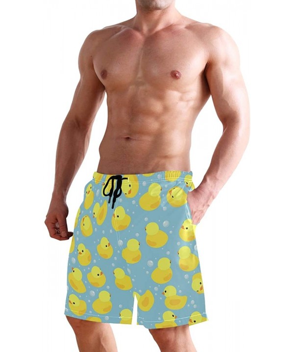 Men's Quick Dry Swim Trunks with Pockets Beach Board Shorts Bathing Suits - Yellow Rubber Duck - CQ19529G2ME $28.23-Board Shorts