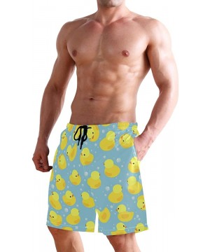 Men's Quick Dry Swim Trunks with Pockets Beach Board Shorts Bathing Suits - Yellow Rubber Duck - CQ19529G2ME $28.23-Board Shorts