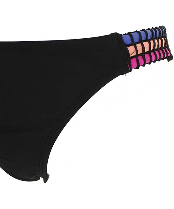 Womens Hipster Low-Rise Bikini Swim Bottom Black M - CC18QW6LSSD $13.74-Bottoms