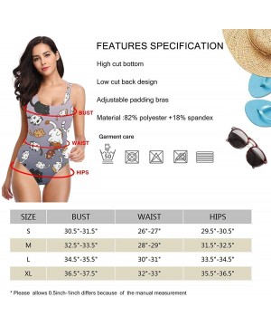 Women's Sexy Backless One Piece Swimsuit Black and Gold Stars Printed Swimwear for Women - Cute Funny Kitten Cat - CP18Y0N98O...