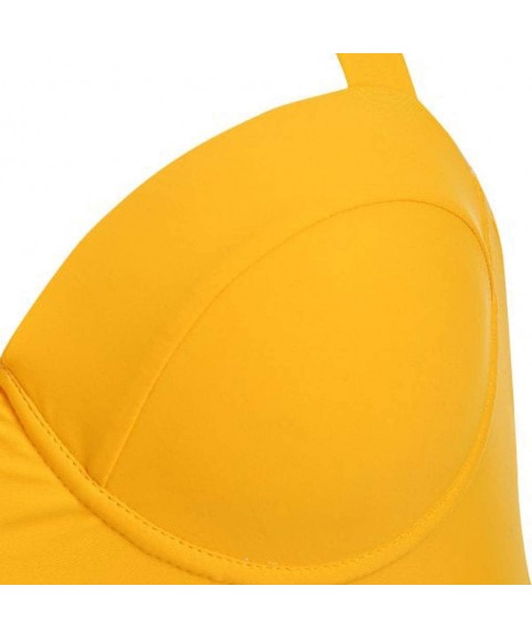 Women's Bikini 2Pc Ruffled Swimsuits Tankini Set - Z-2 Yellow - CA1998THLTL $20.97-Racing