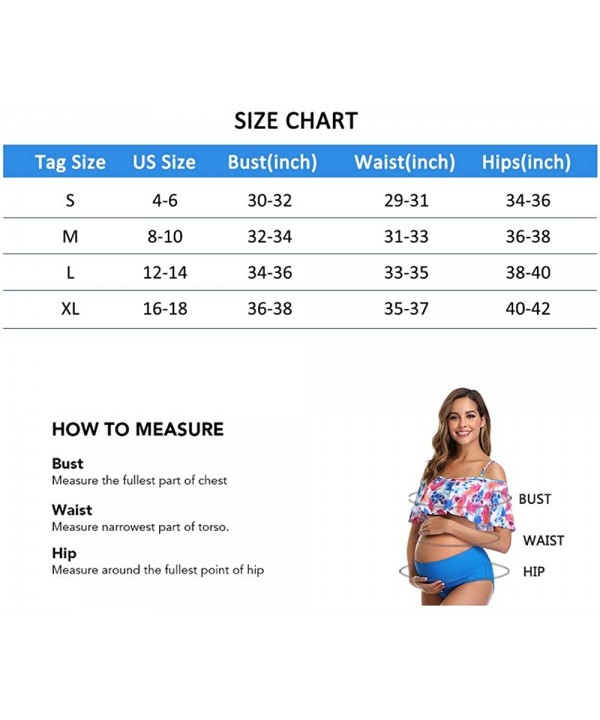 Womens Maternity Bikini Flounce Printed High Waisted Two Piece Swimsuit - Green - CZ18SMR3AX4 $33.88-Sets